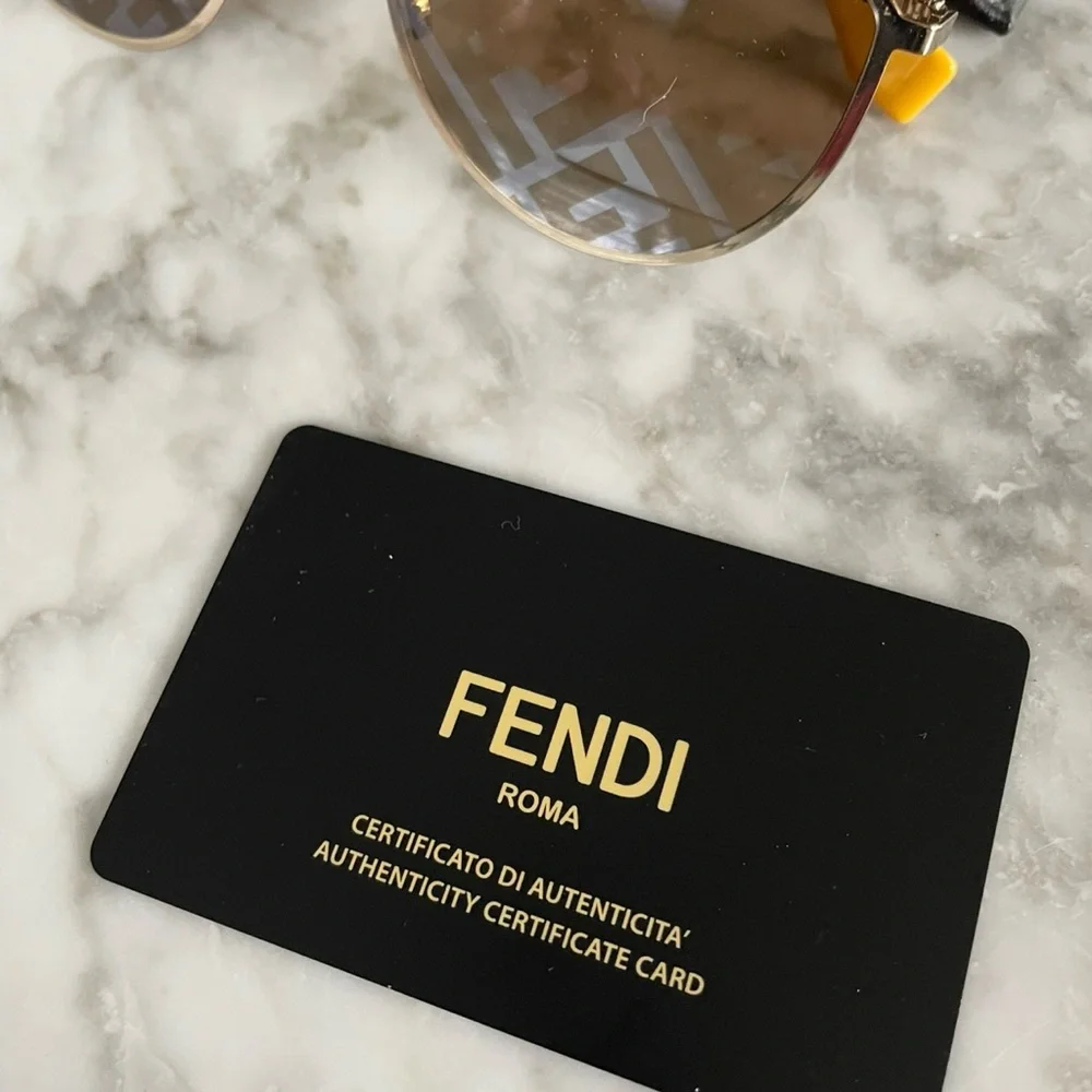 Fendi Gold Frame Sunglasses with Brown Lenses - Picture 5 of 7